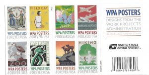 United States, 5180-89, WPA Posters Booklet Pane 20, **MNH**