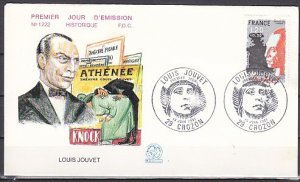 France, Scott cat. B533. Louis Jouvet, Theater Director. First day cover. ^