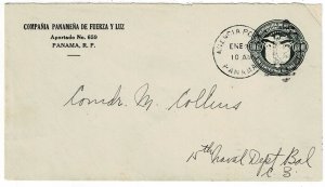Panama 1930 Agency cancel on stationery envelope to the Canal Zone