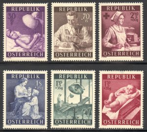 Austria Scott B288-B293 Unused HOG - 1954 Social Welfare Semi-Postals-SCV $14.30