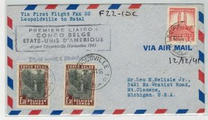 AIRMAIL FIRST FLIGHT F22-10C TRANS ATLANTIC LEOPOLDVILLE TO NATAL BRAZIL
