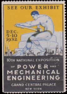 United States - Power and Mechanical Engineering Label Unused with hinge remn...