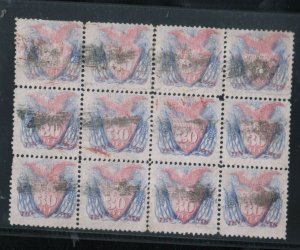 USA #121 Used Fine Block Of Twelve - Largest Recorded Multiple 3 Or 4 Known