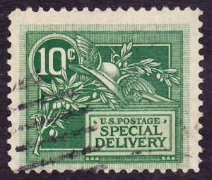 Scott E7, Used, 10c Green, Very Light UL Corner Bend