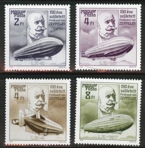 HUNGARY Scott 3107-10 MNH** 1988 Zeppelin stamp set