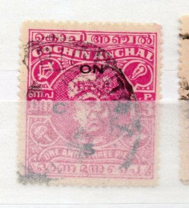 India Cochin 1946-47 Early Issue used Shade of 1a.3p. Optd NW-16146