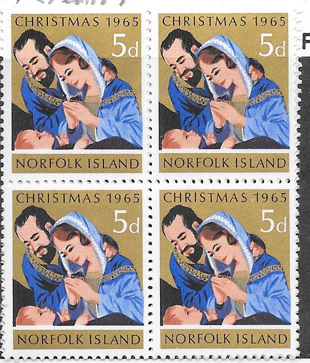 Norfolk Islands #70  5p Block of 4 Christmas  (MNH)  CV$1.60