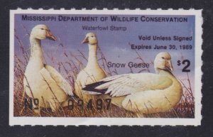 State Hunting/Fishing Revenues - MS - 1988 Duck Stamp - MS-13 - MNH