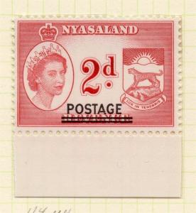 Nyasaland 1963 QEII Early Issue Fine Mint Hinged 2d. Optd