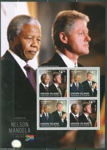 UNION ISLAND  2014  MEMORIAM   NELSON MANDELA  SHEET PRES. BILL CLINTON MINT NH