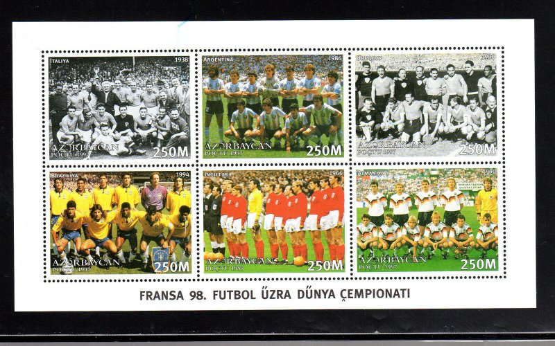 AZERBAIJAN #665  1997  WORLD CUP SOCCER    MINT  VF NH  O.G  SHEET 6