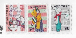 South Korea Sc #555-7  set of 3 dancers NH VF