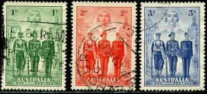 AUSTRALIA Sc#184-186 1940 WWII Participation Part Set Used