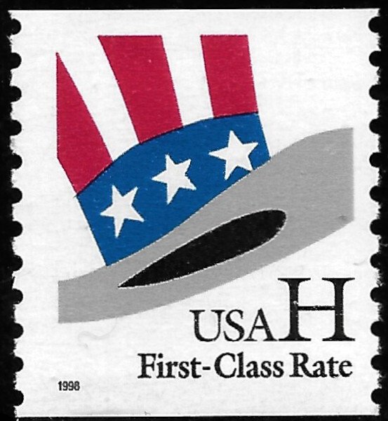 Sc 3264   (33¢) H Rate Uncle Sam's Hat Coil Single, MNH