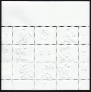 ma. HOCKEY CANADIAN NHL Teams JERSEY MiniSheet of 7 EMBOSSED stamps Canada 2013