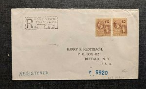 1927 Tortula Virgin Island Registered Cover to Buffalo NY Road Town Cancel