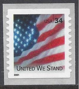 #3550a 34c United We Stand Coil Single 2001 Mint NH