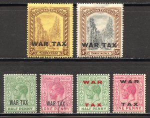 Bahamas Scott MR6-7,MR9-12 Unused/Used H - 1918-19 War Tax Stamps - SCV $7.45