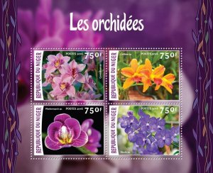 NIGER - 2016 - Orchids - Perf 4v Sheet - Mint Never Hinged