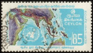 Ceylon 469 - Used - 85c UN Emblem / Map of Asian Highway  (1972) (cv $3.25)