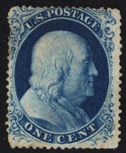 Certified US #21 1c Blue Franklin Type III  MINT NO GUM SCV $6000. Doporto Cert