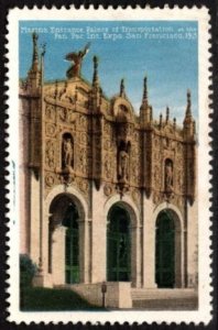 1915 US Poster Stamp Pan-Pacific Exhibition Marina Entrance Palace Transportatio