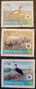 Nepal, 2000, short set of 3, World Wildlife Fund, #682-684, used, SCV$3.90