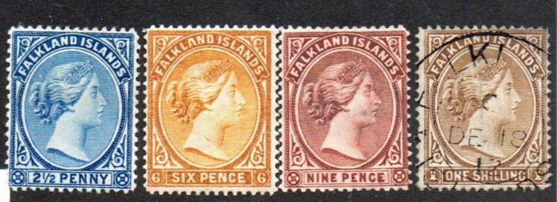 Falkland Islands 15-17 Mint hinged and 18 Used