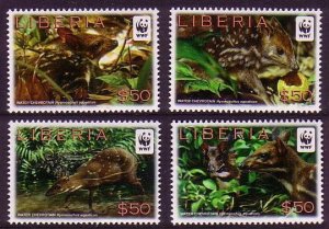 Liberia WWF Water Chevrotain 4v 2011 MNH