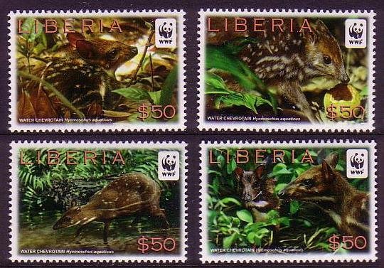 Liberia WWF Water Chevrotain 4v 2011 MNH