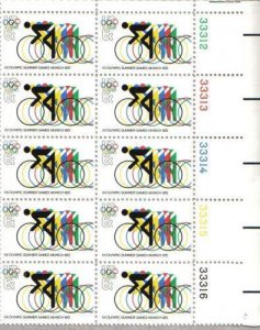 1972 Olympics Cycling Plate Block of 10 6c Postage Stamps, Sc# 1460, MNH, OG