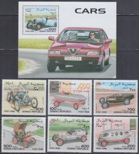 SOMALI REP # 002 CPL MNH SET of 6 + S/S - ANTIQUE CARS