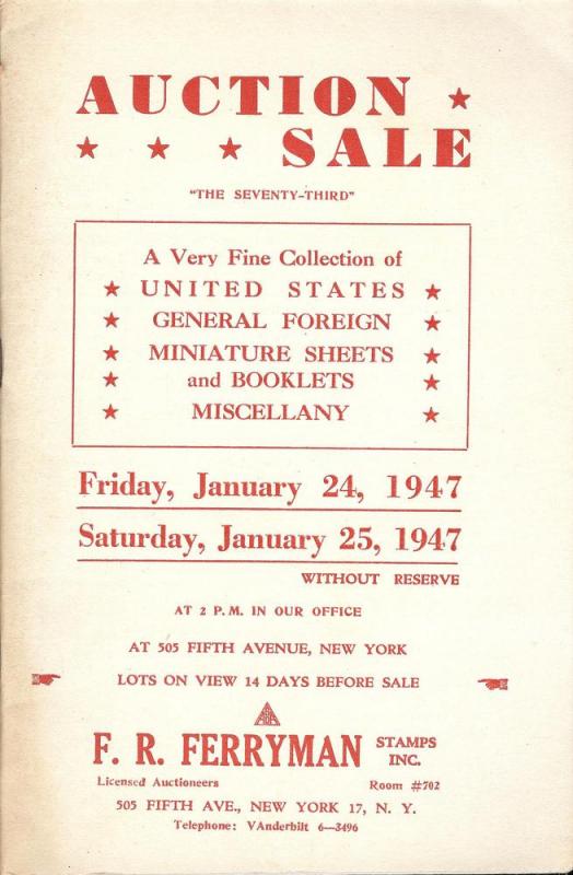 Ferryman: Sale # 73  -  A Very Fine Collection of United ...