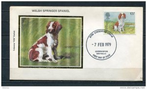 Great Britain 1979 Cover FDC Special Cancel British Dogs Welsh Springer Spaniel