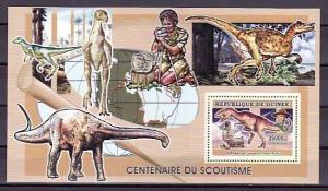 Guinea, Mi cat. 4365, BL1023 A. Scout Centenary s/sheet. Dinosaurs in design. ^