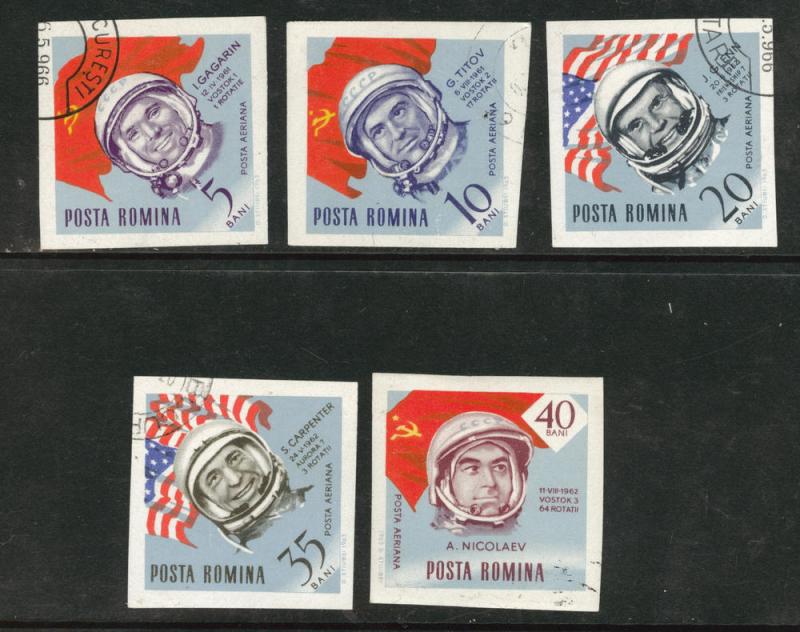 ROMANIA Scott C151-55 CTO Airmail Astronaut imperforates