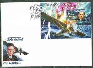 MALDIVE  ISLANDS 2014 40th MEMORIAL ANNIVERSARY OF CHARLES LINDBERGH S/S  FDC