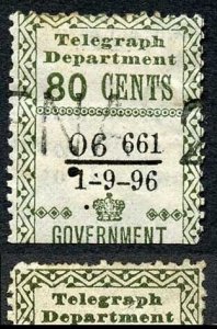 Ceylon Telegraph SGT138 80c Olive Variety Breck in Top Left Frame Line 1.9.96