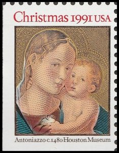 US 2578 Christmas Madonna & Child 29c single from booklet MNH 1991