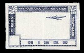 French Colonies, Niger, 1942 Air Post, imperforate single in indigo blue, des...