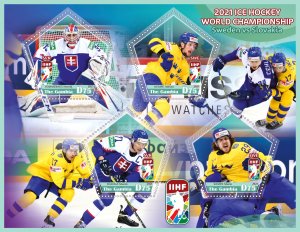 Stamps.Sports Ice Hockey 2021 year 1+1 sheets perf Gambia