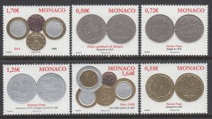 Monaco 2512-2517 Coins on Stamps MNH VF