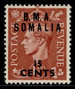 BRITISH OC OF ITALIAN COLONIES GVI SG S11, 15c on 1½d pale red-brown, M MINT.