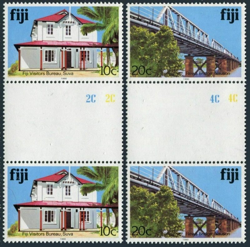 Fiji 414i,418i gutter,MNH. 1990.Visitors' Bureau.Bridge