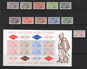 Monaco - Sc# 283 - 287, 328 - 332, MH/MLH + 2025, 2027 MNH /Knights- Lot 1225084