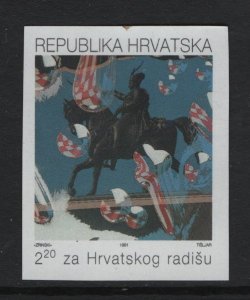 Croatia   #RA25a  MNH  1991  postal tax re-erection equestrian statue  imperf.