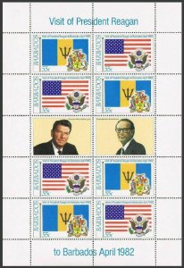 Barbados 582a sheet,MNH.Mi 554-555 klb. President Ronald Reagan,visit 1982.