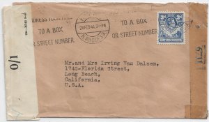 Kitwe, Northern Rhodesia to Los Angeles, Ca 1944 Scarce Rhodesian censor (C5585)