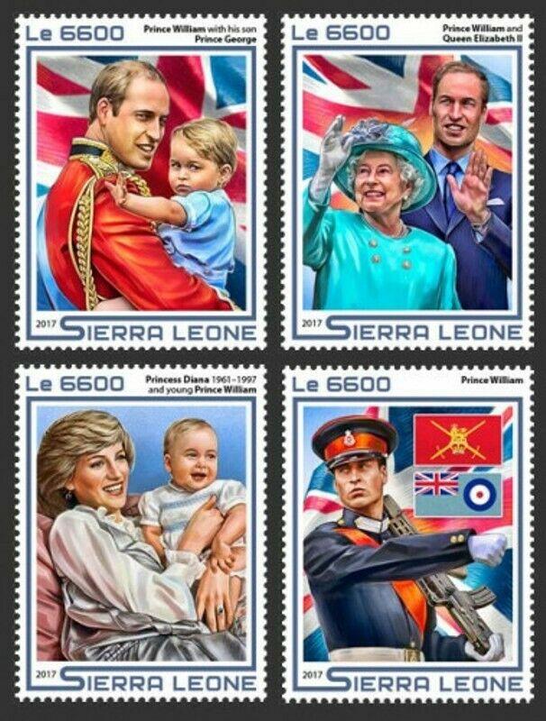 Sierra Leone - 2017 Prince William - 4 Stamp Set - SRL17511a