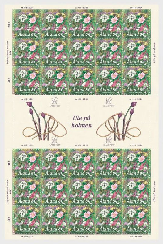 Aland Islands Finland 2024 Flowers sheet with all types labels MNH